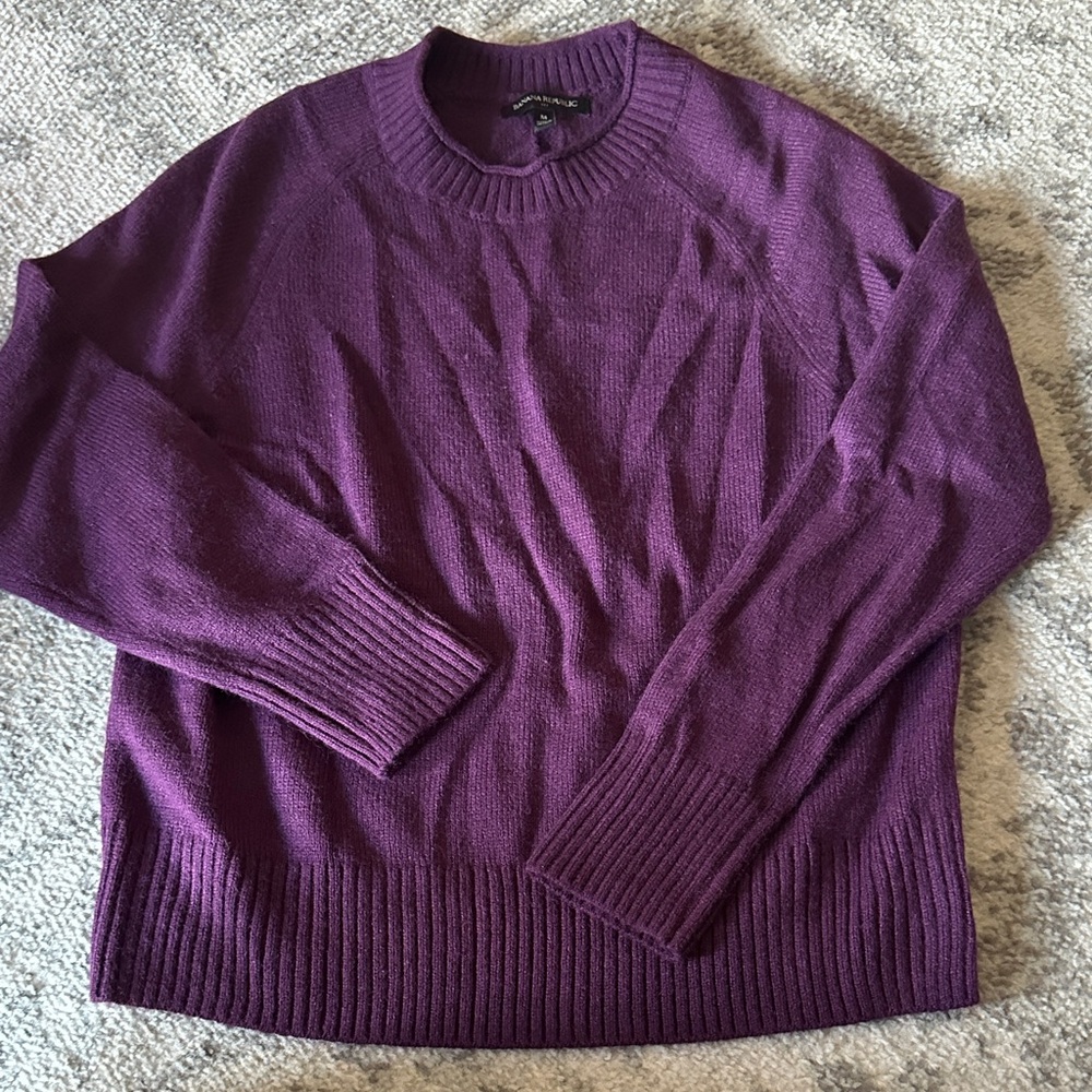 Banana Republic Rich Purple Crew Neck Sweater